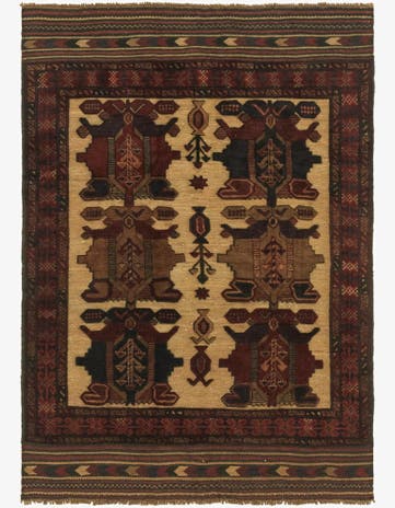 3' 9 x 5' 11 Hand Knotted Sumak Wool Rug