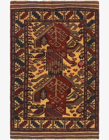 3' 1 x 4' 9 Hand Knotted Sumak Wool Rug
