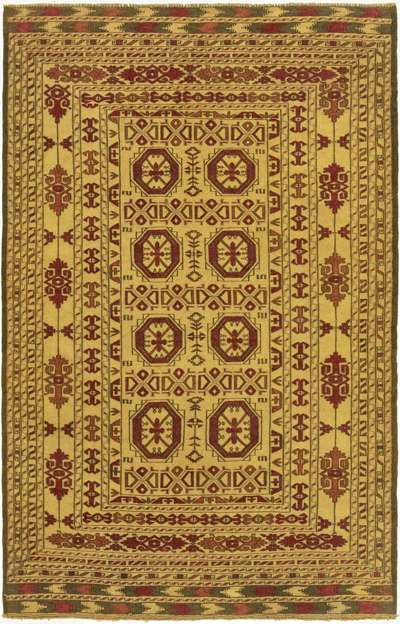 4' 1 x 6' 6  Hand Knotted Sumak Wool Rug