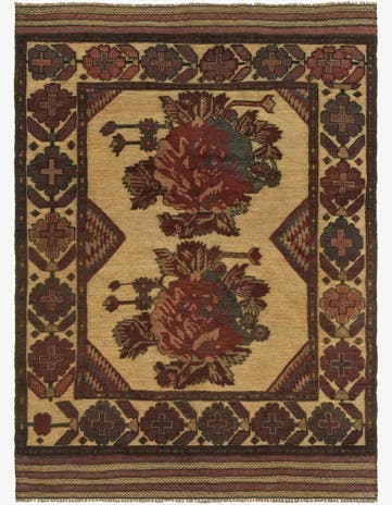 4' 2 x 5' 11 Hand Knotted Sumak Wool Rug