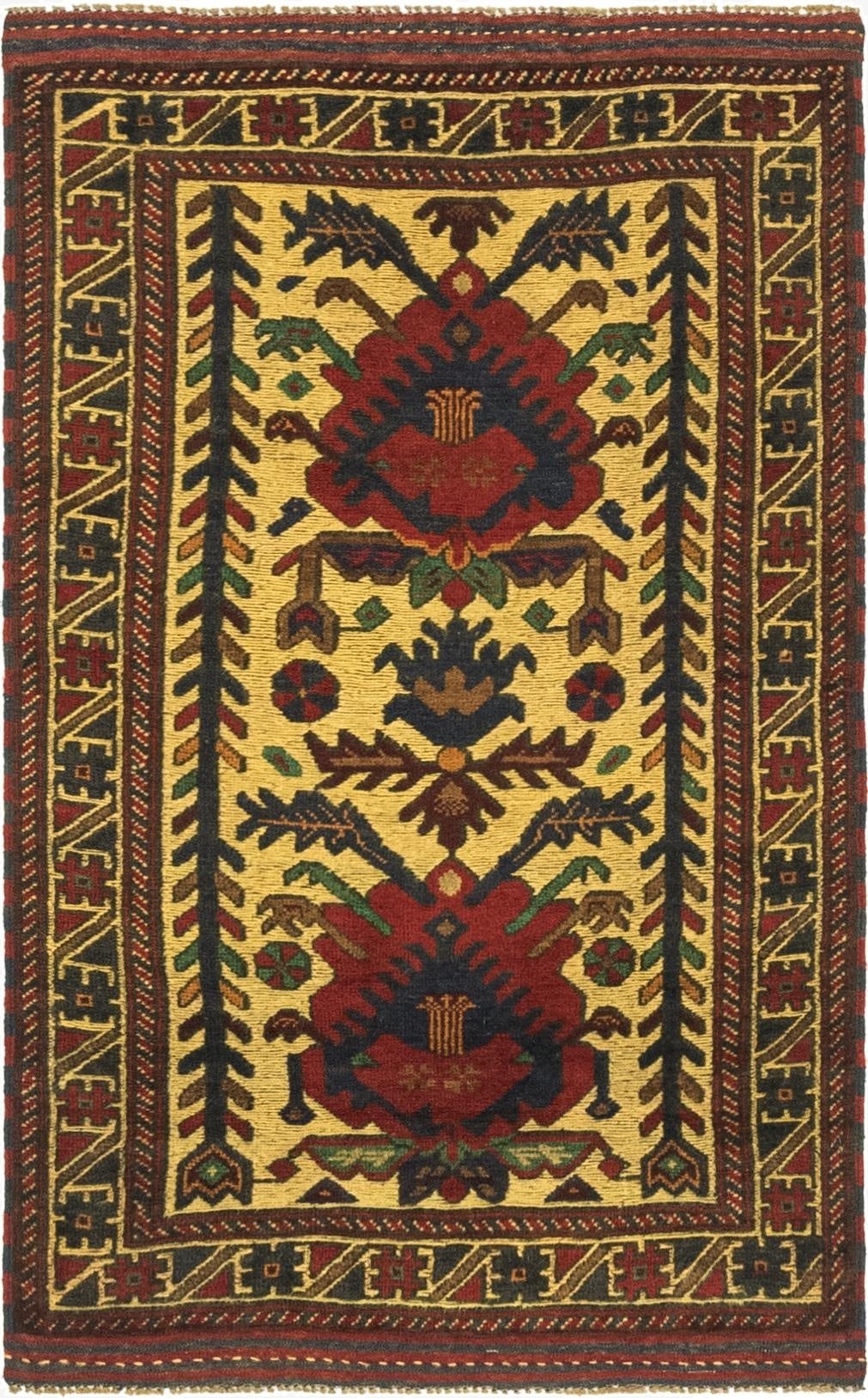 2' 11 x 4' 9  Hand Knotted Sumak Wool Rug