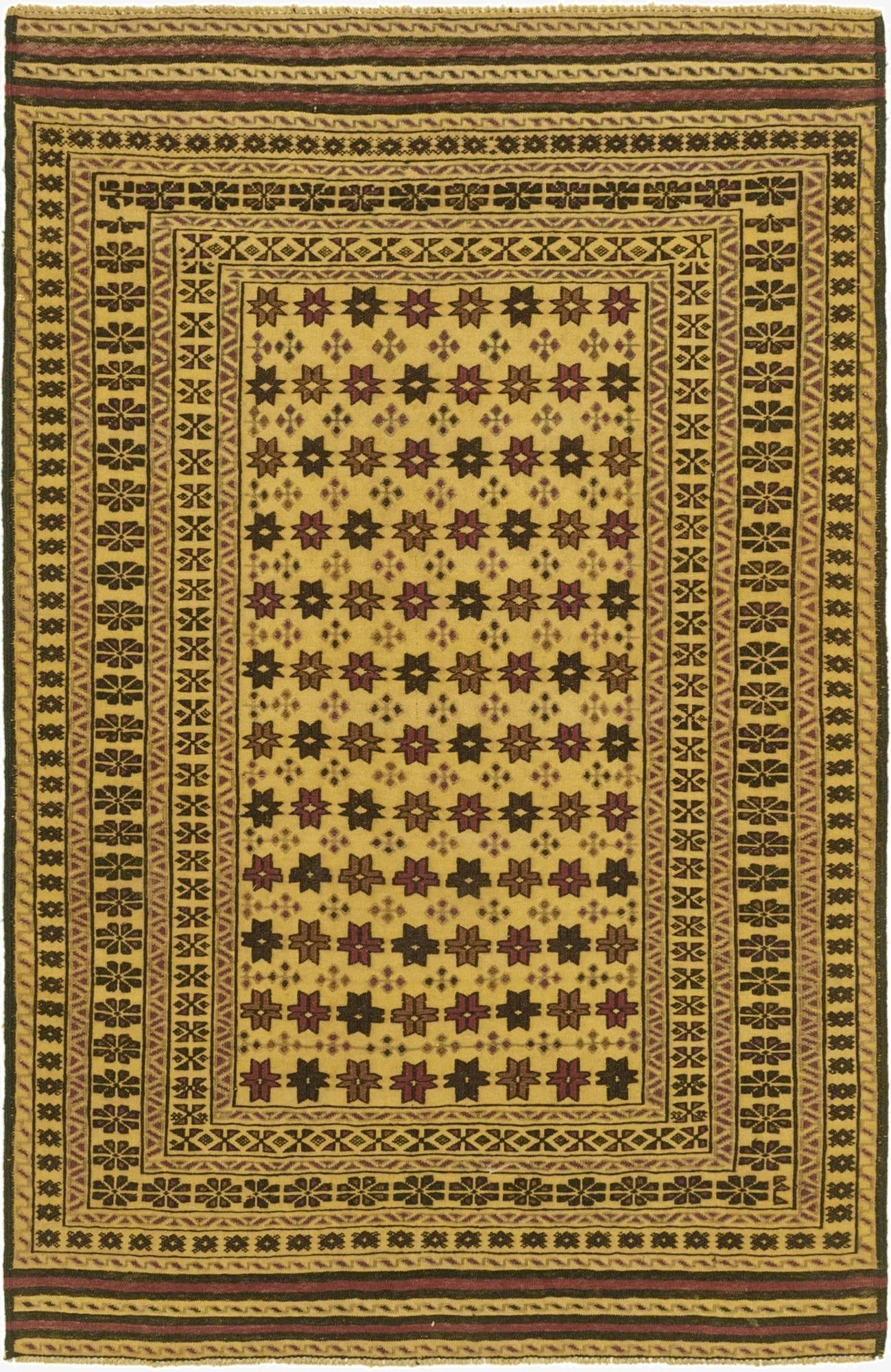 3' 10 x 6' 5  Hand Knotted Sumak Wool Rug