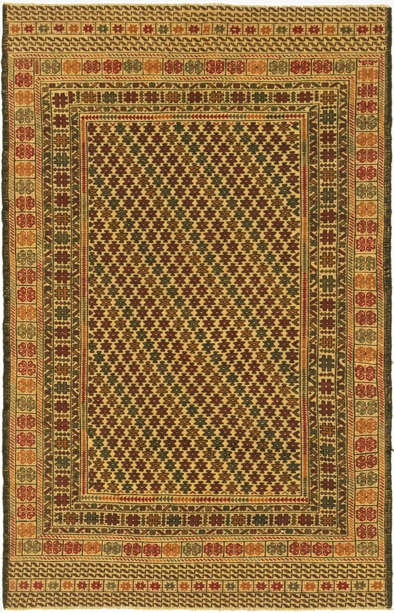 3' 10 x 6' 7  Hand Knotted Sumak Wool Rug