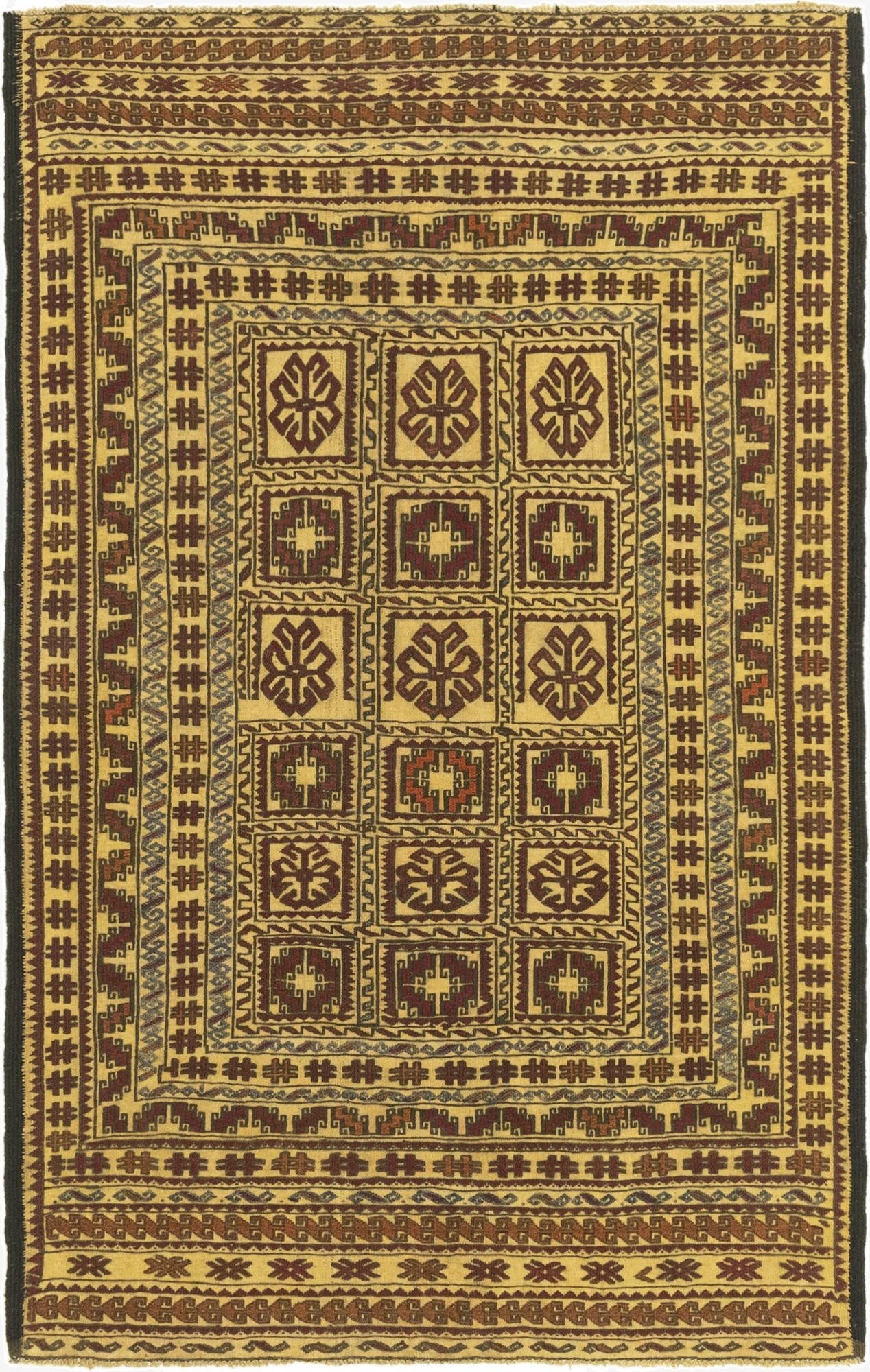 3' 11 x 6' 9  Hand Knotted Sumak Wool Rug