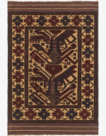 4' 2 x 6' 3 Hand Knotted Sumak Wool Rug