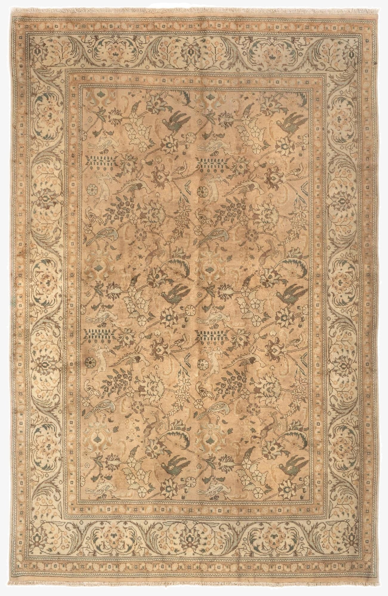 6' 7 x 9' 6  Hand Knotted Tabriz Persian Wool Rug