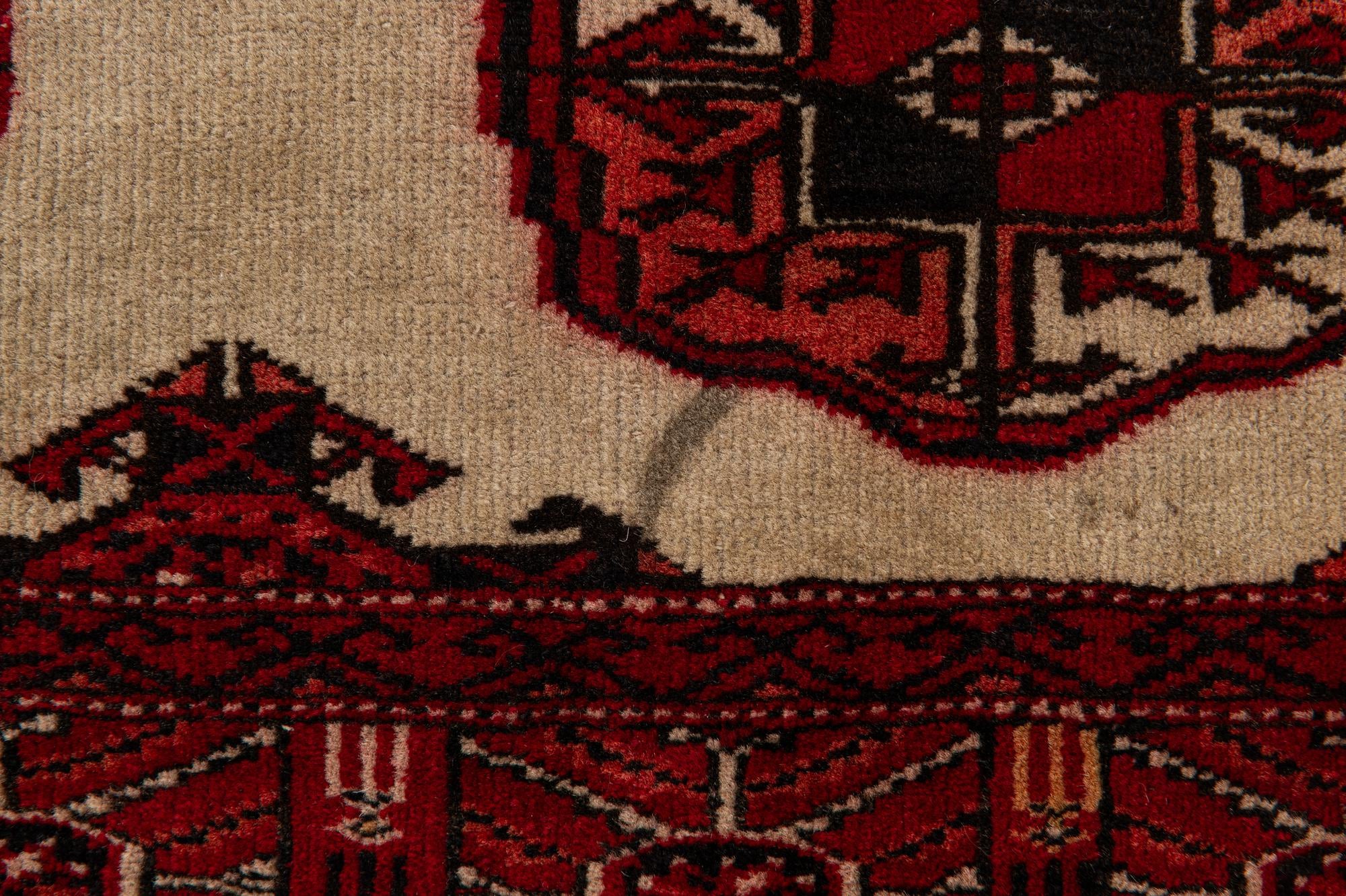 4' 2 x 5' 9 Hand Knotted Torkaman Persian Wool Rug