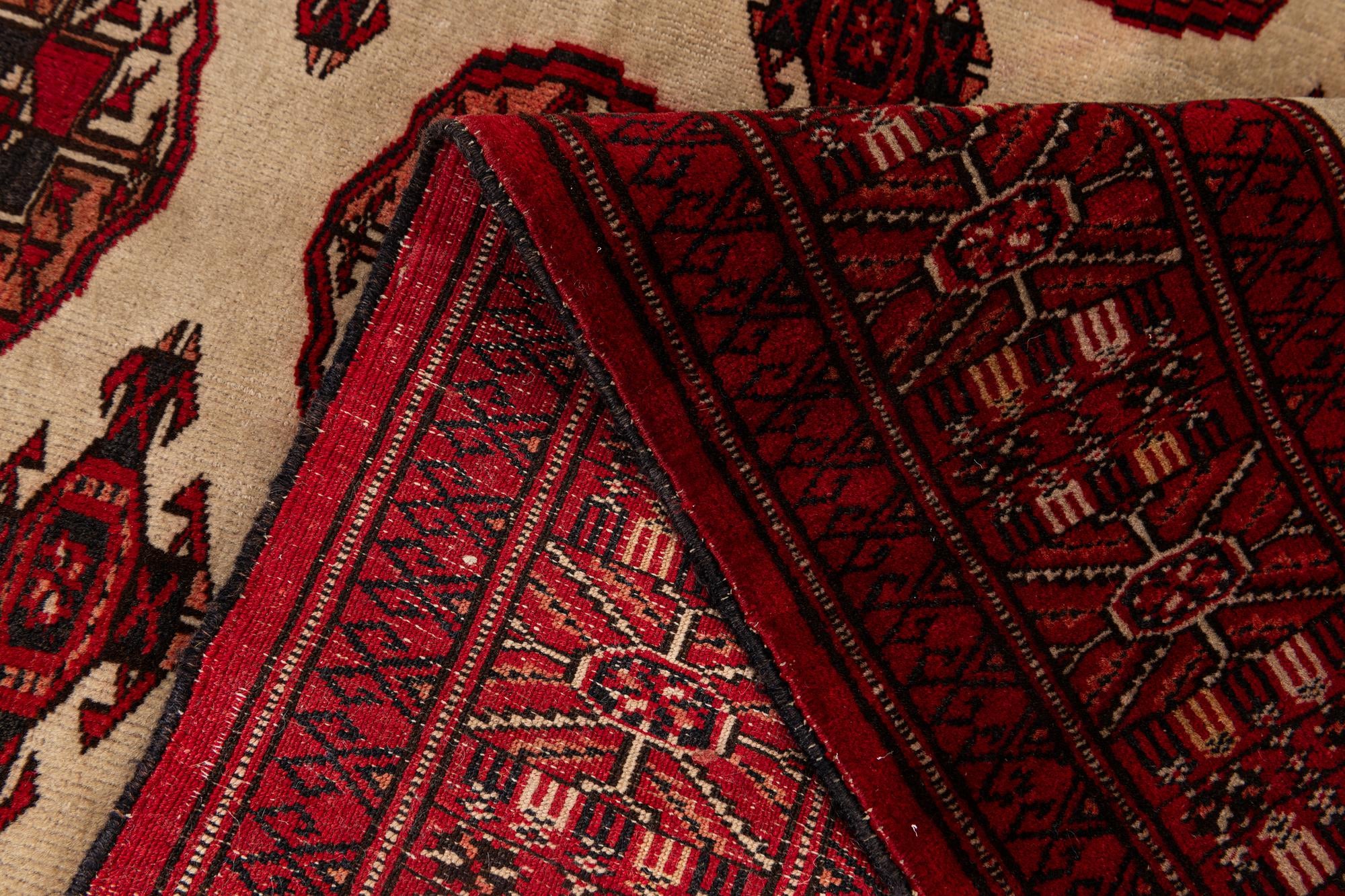 4' 2 x 5' 9 Hand Knotted Torkaman Persian Wool Rug