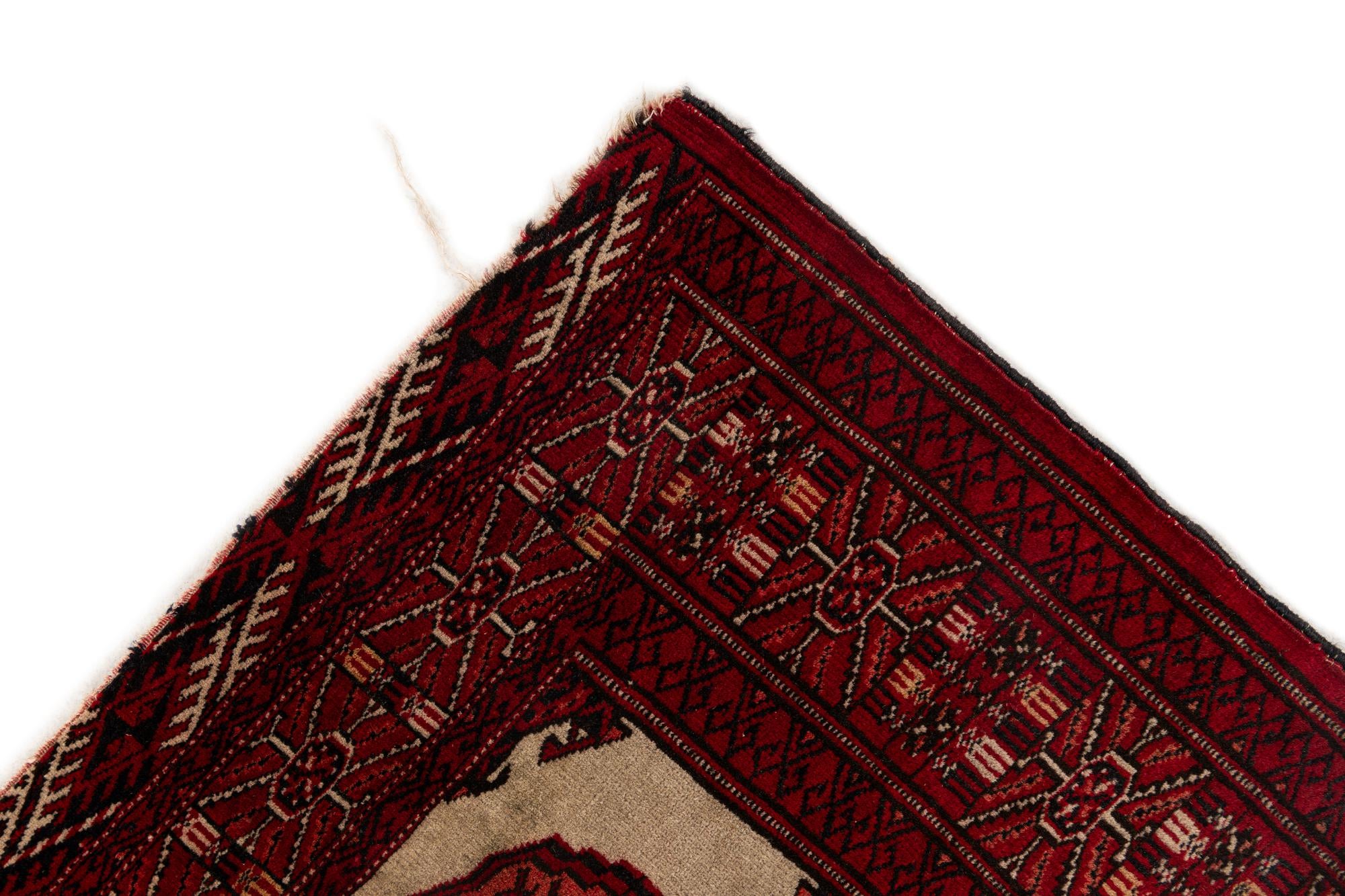 4' 2 x 5' 9 Hand Knotted Torkaman Persian Wool Rug