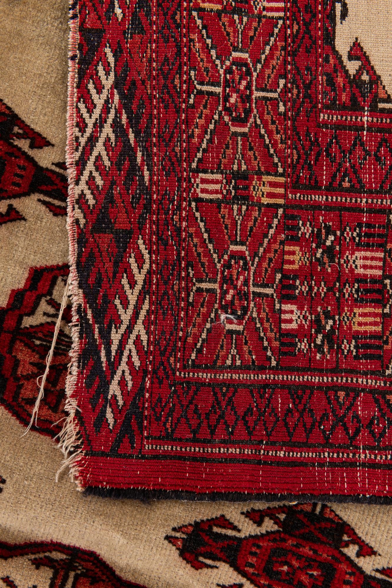 4' 2 x 5' 9 Hand Knotted Torkaman Persian Wool Rug