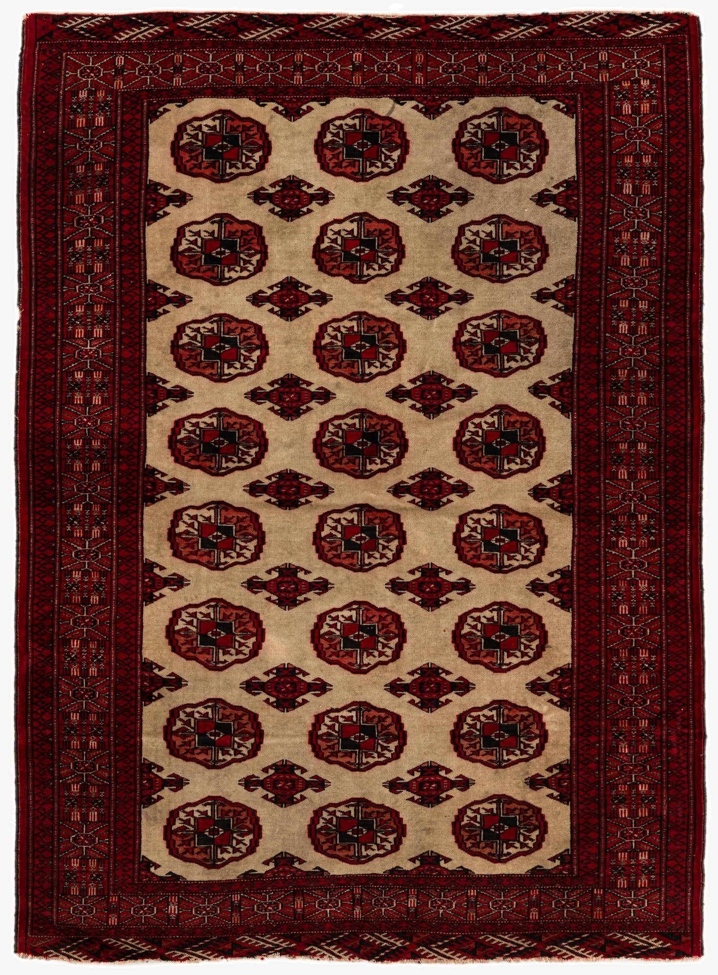 4' 2 x 5' 9  Hand Knotted Torkaman Persian Wool Rug