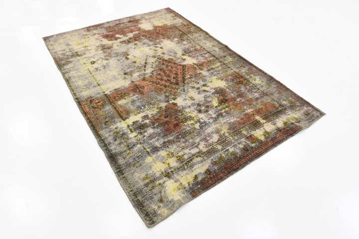 4' 3 x 6' 4 Hand Knotted Ultra Vintage Persian Wool Rug