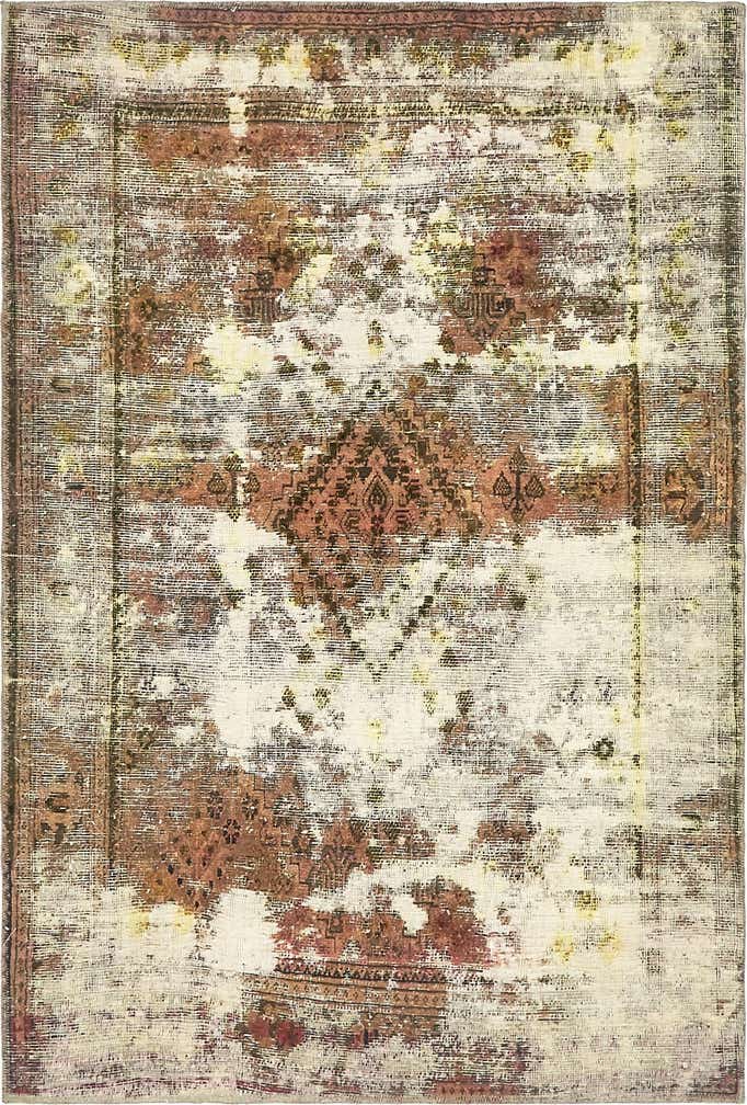 4' 3 x 6' 4 Hand Knotted Ultra Vintage Persian Wool Rug
