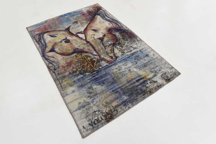 3' 2 x 4' 7 Hand Knotted Ultra Vintage Persian Wool Rug