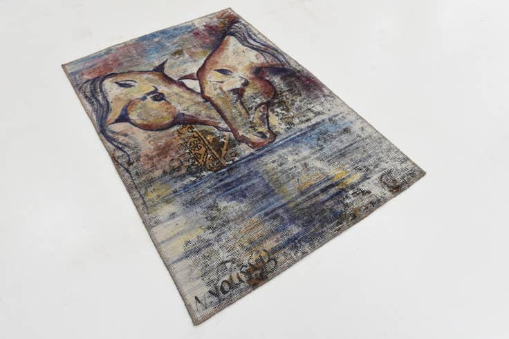 Detail image of 3' 2 x 4' 7 Hand Knotted Ultra Vintage Persian Wool Rug