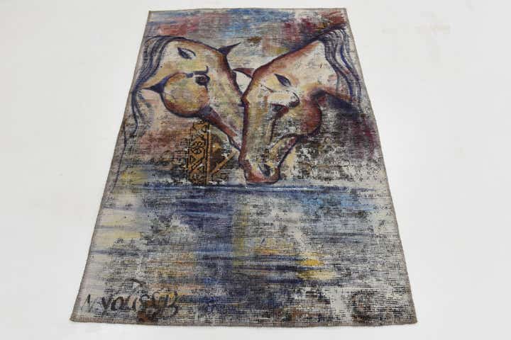 3' 2 x 4' 7 Hand Knotted Ultra Vintage Persian Wool Rug