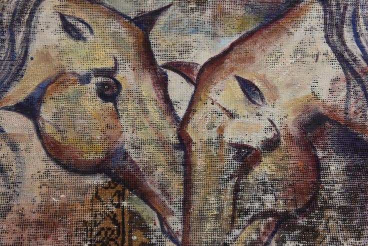 Detail image of 3' 2 x 4' 7 Hand Knotted Ultra Vintage Persian Wool Rug