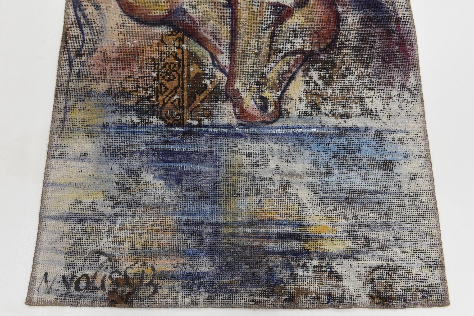 3' 2 x 4' 7 Hand Knotted Ultra Vintage Persian Wool Rug
