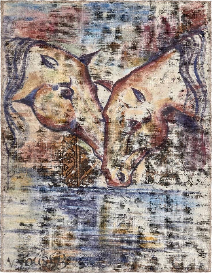 Detail image of 3' 2 x 4' 7 Hand Knotted Ultra Vintage Persian Wool Rug