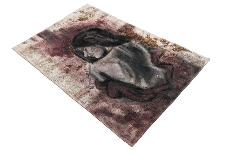 Detail image of 2' 10 x 4' 4 Hand Knotted Ultra Vintage Persian Wool Rug