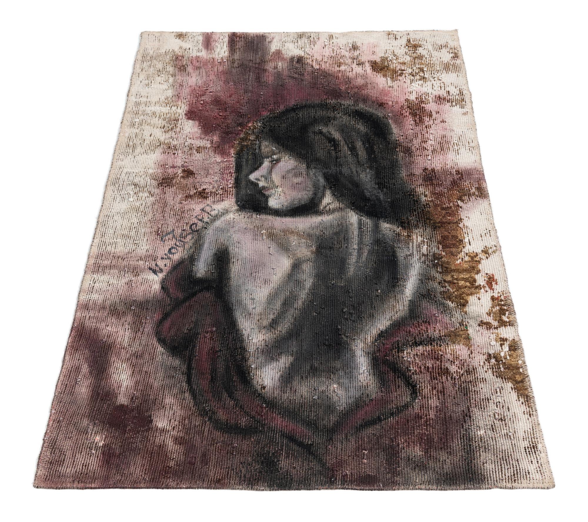2' 10 x 4' 4 Hand Knotted Ultra Vintage Persian Wool Rug