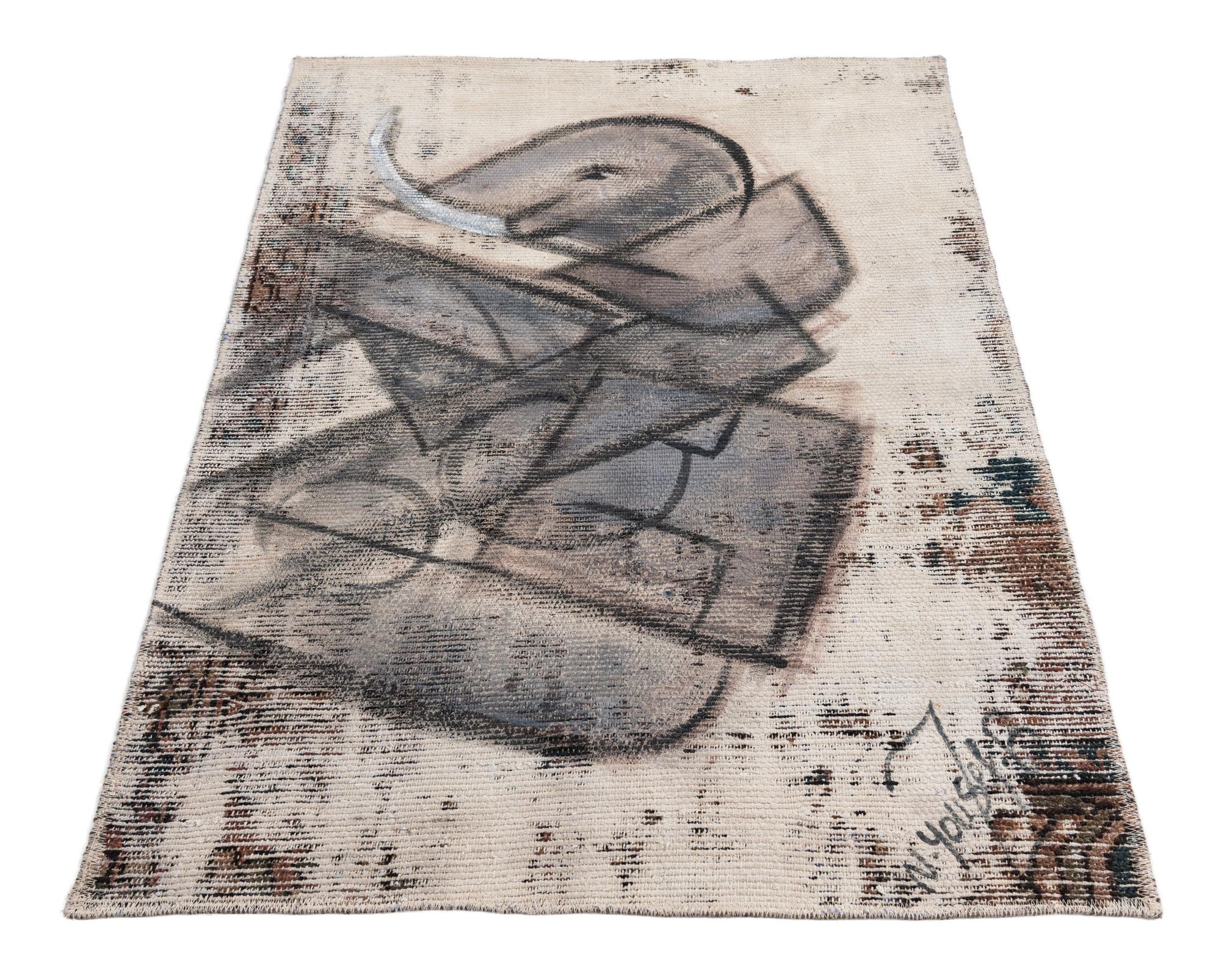 3' 2 x 4' 3 Hand Knotted Ultra Vintage Persian Wool Rug
