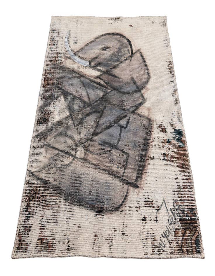 Detail image of 3' 2 x 4' 3  Hand Knotted Ultra Vintage Persian Wool Rug