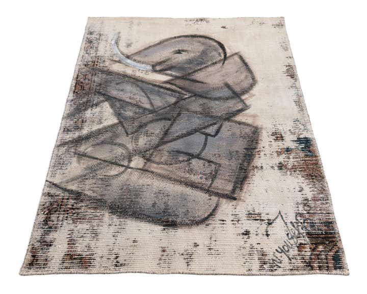 3' 2 x 4' 3 Hand Knotted Ultra Vintage Persian Wool Rug