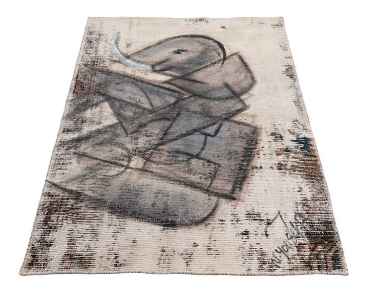 Detail image of 3' 2 x 4' 3 Hand Knotted Ultra Vintage Persian Wool Rug