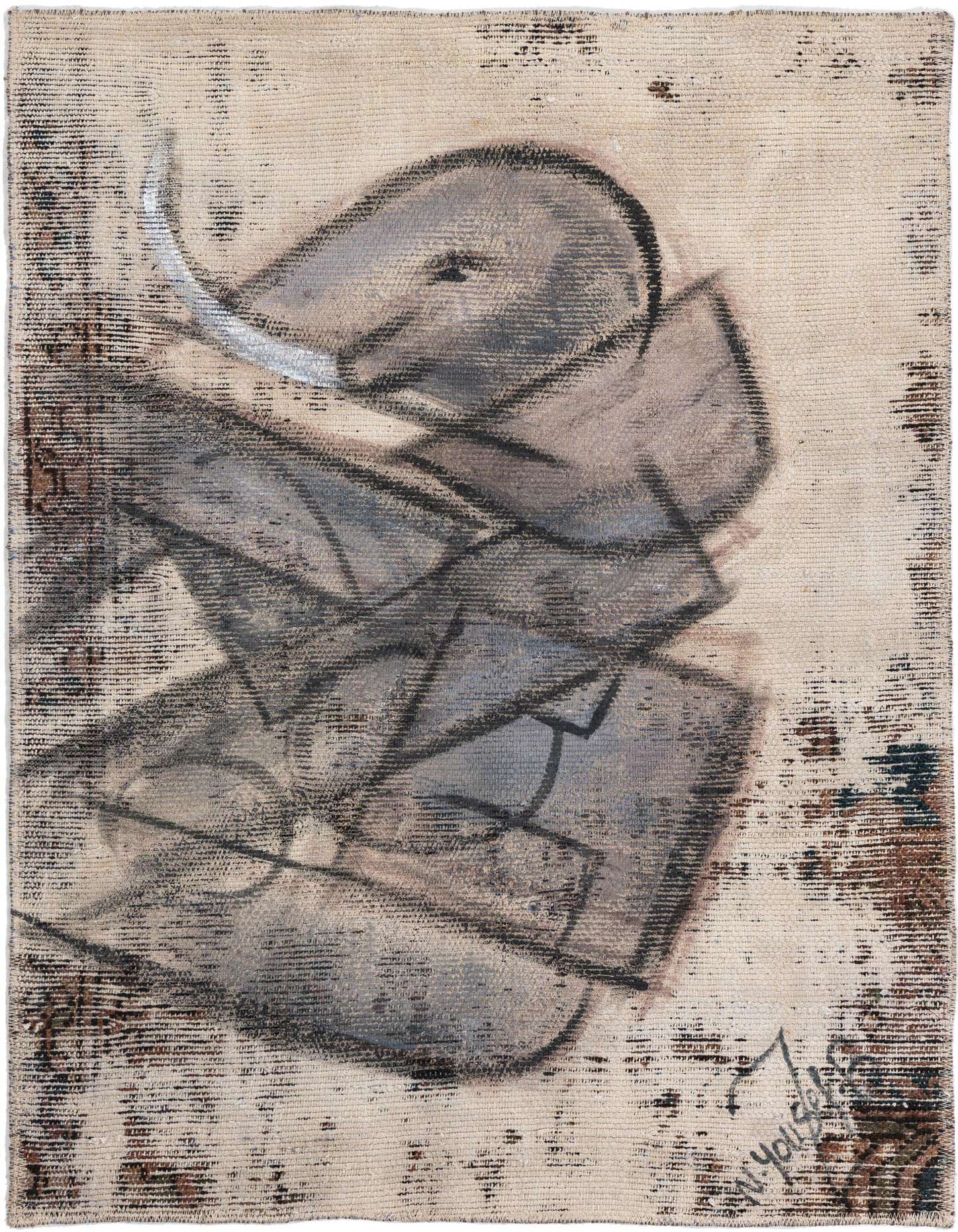 Primary image 3' 2 x 4' 3  Hand Knotted Ultra Vintage Persian Wool Rug