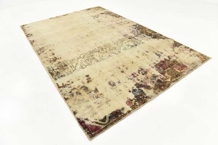 6' 7 x 9' 8 Hand Knotted Ultra Vintage Persian Wool Rug