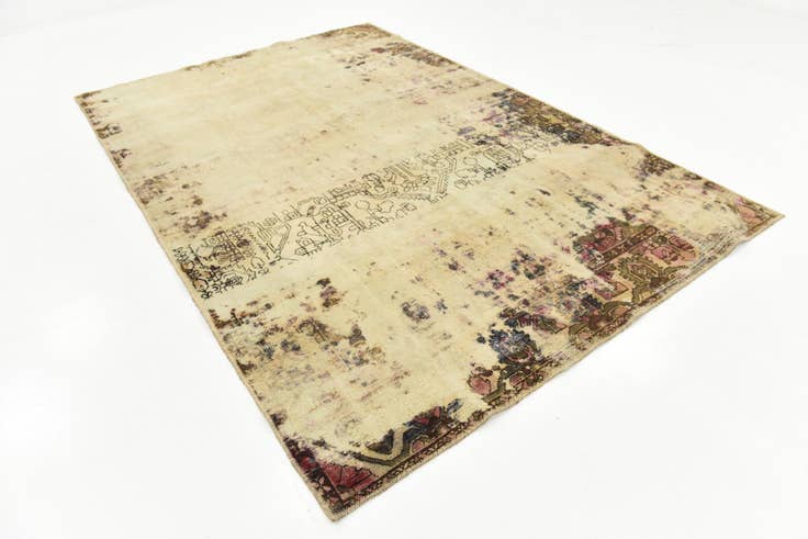 Detail image of 6' 7 x 9' 8 Hand Knotted Ultra Vintage Persian Wool Rug