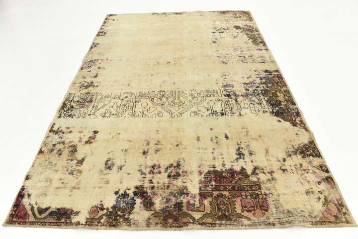 6' 7 x 9' 8 Hand Knotted Ultra Vintage Persian Wool Rug