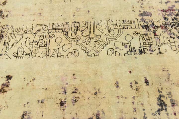 6' 7 x 9' 8 Hand Knotted Ultra Vintage Persian Wool Rug