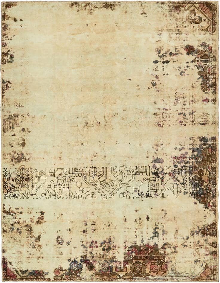 Detail image of 6' 7 x 9' 8 Hand Knotted Ultra Vintage Persian Wool Rug
