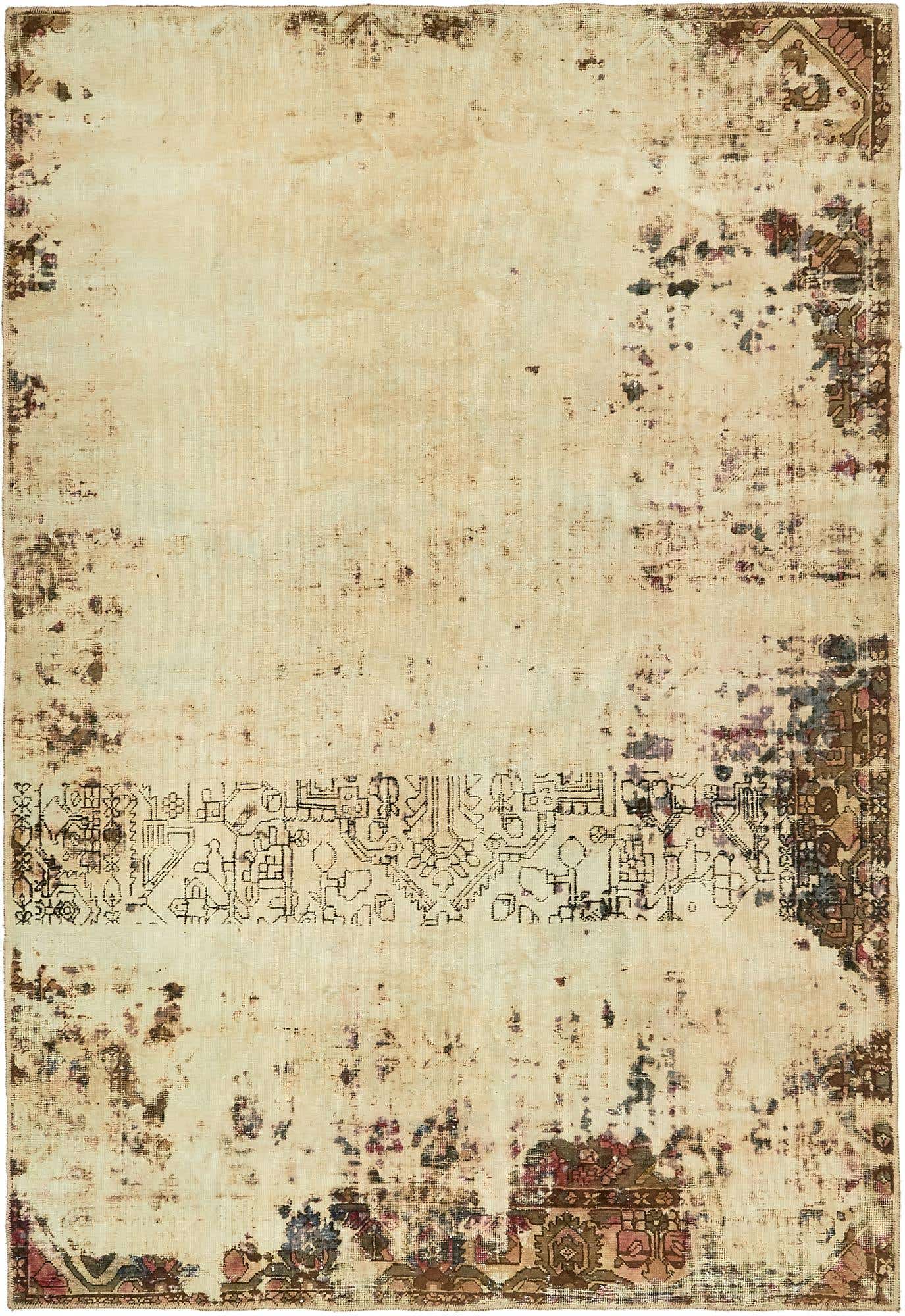 6' 7 x 9' 8 Hand Knotted Ultra Vintage Persian Wool Rug