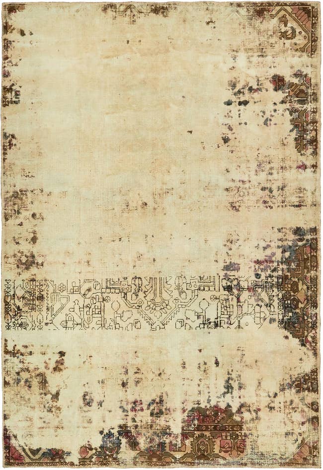 Detail image of 6' 7 x 9' 8 Hand Knotted Ultra Vintage Persian Wool Rug