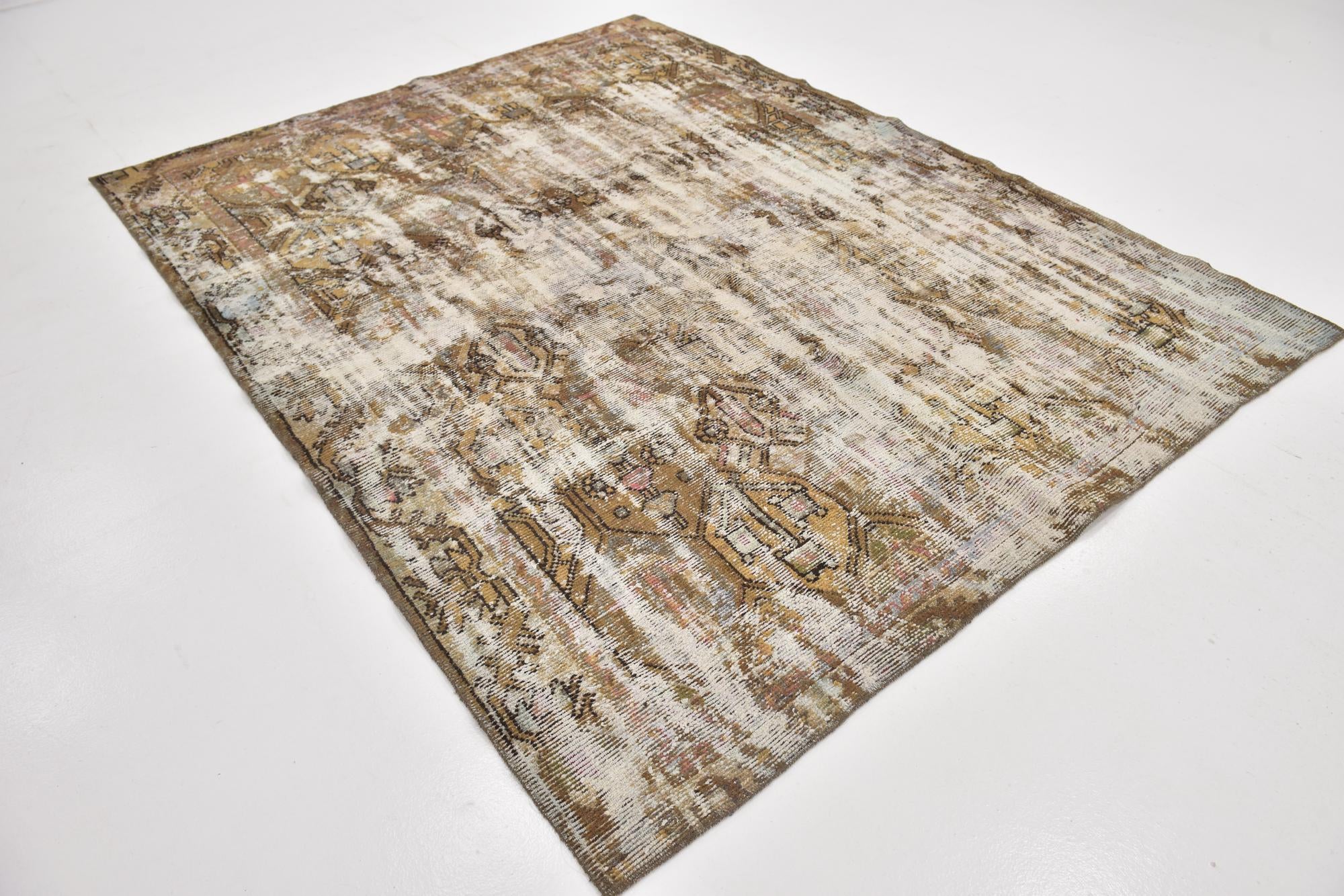 6' 8 x 8' 8 Hand Knotted Ultra Vintage Persian Wool Rug
