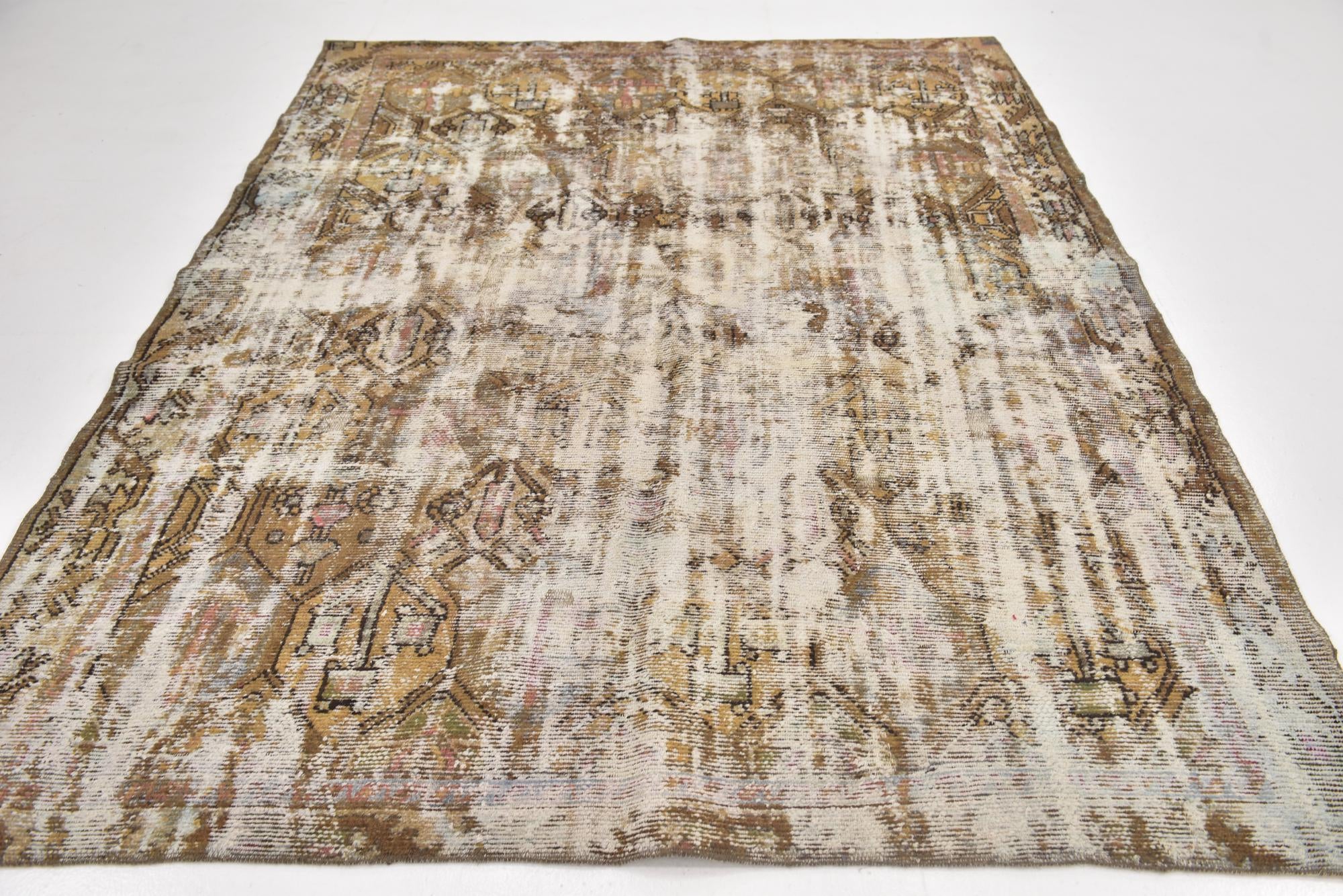 6' 8 x 8' 8 Hand Knotted Ultra Vintage Persian Wool Rug