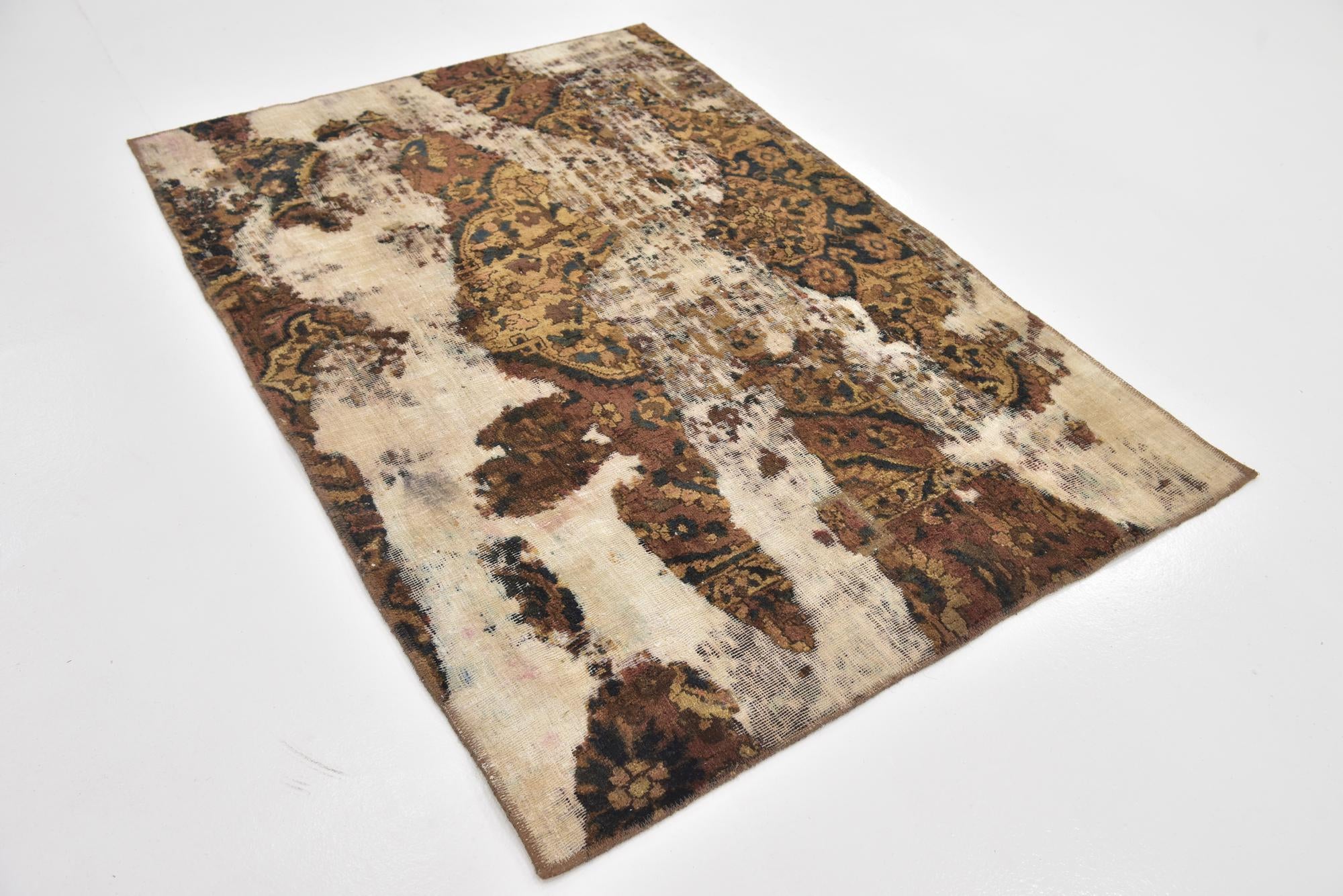 4' x 5' 10 Hand Knotted Ultra Vintage Persian Wool Rug