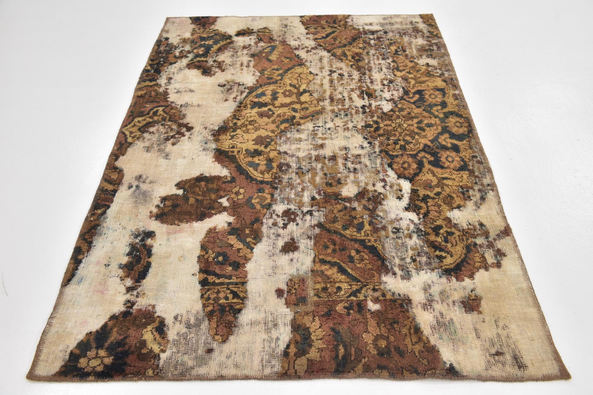 4' x 5' 10 Hand Knotted Ultra Vintage Persian Wool Rug