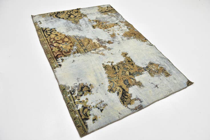 Detail image of 4' x 5' 8 Hand Knotted Ultra Vintage Persian Wool Rug