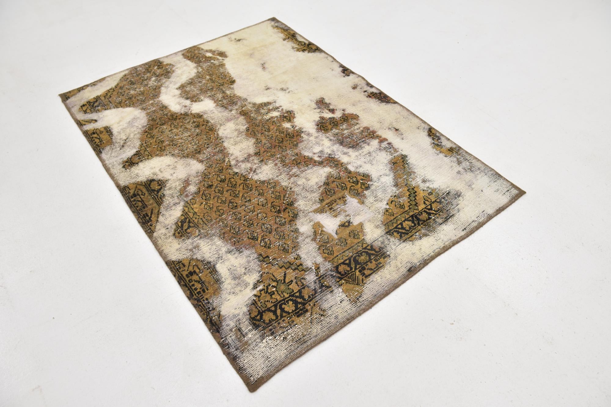 4' x 5' 5 Hand Knotted Ultra Vintage Persian Wool Rug