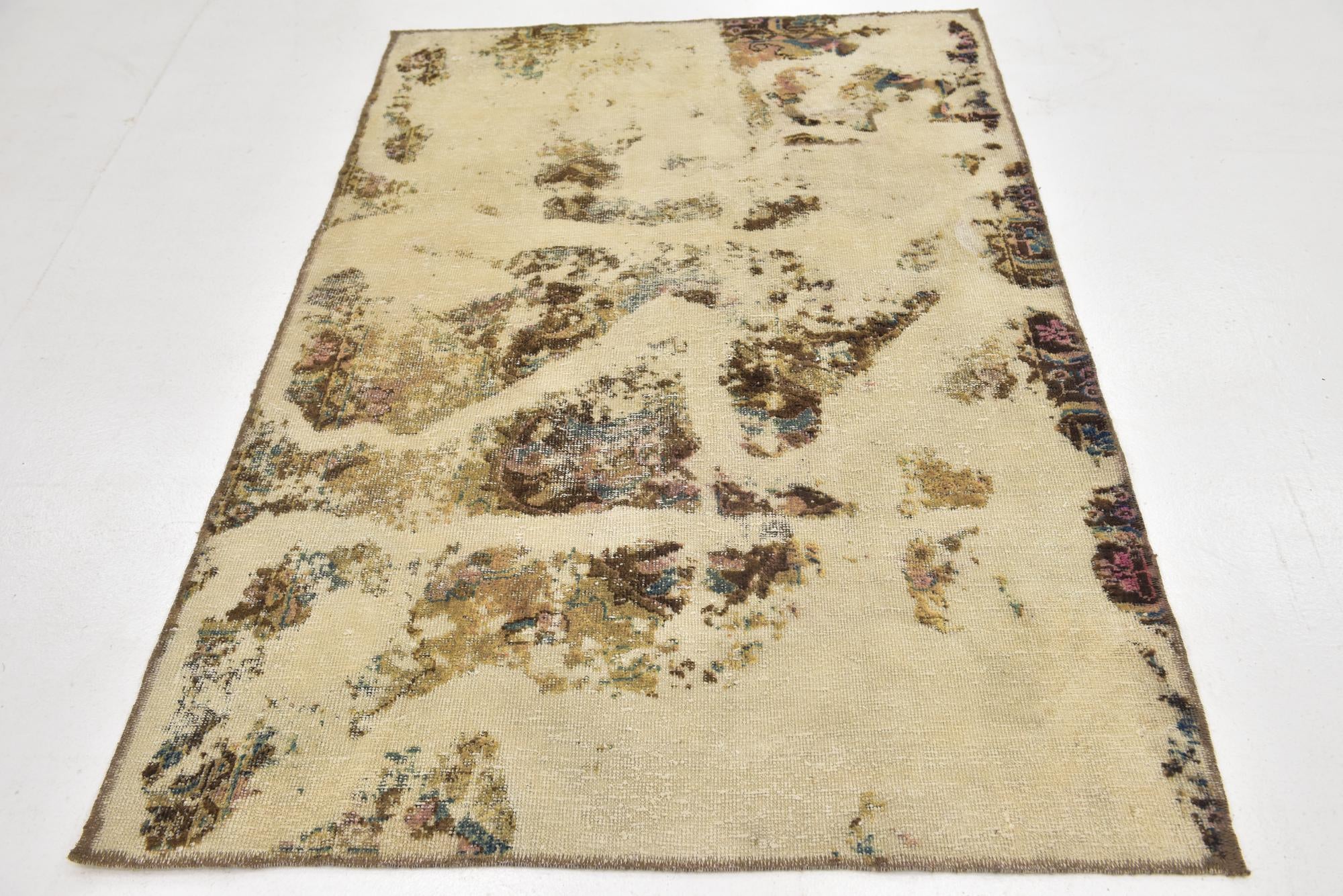 4' 7 x 6' 4 Hand Knotted Ultra Vintage Persian Wool Rug