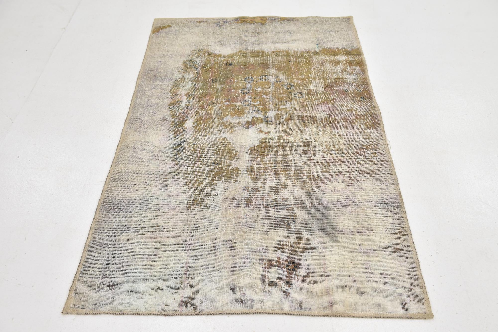3' 5 x 4' 5 Hand Knotted Ultra Vintage Persian Wool Rug