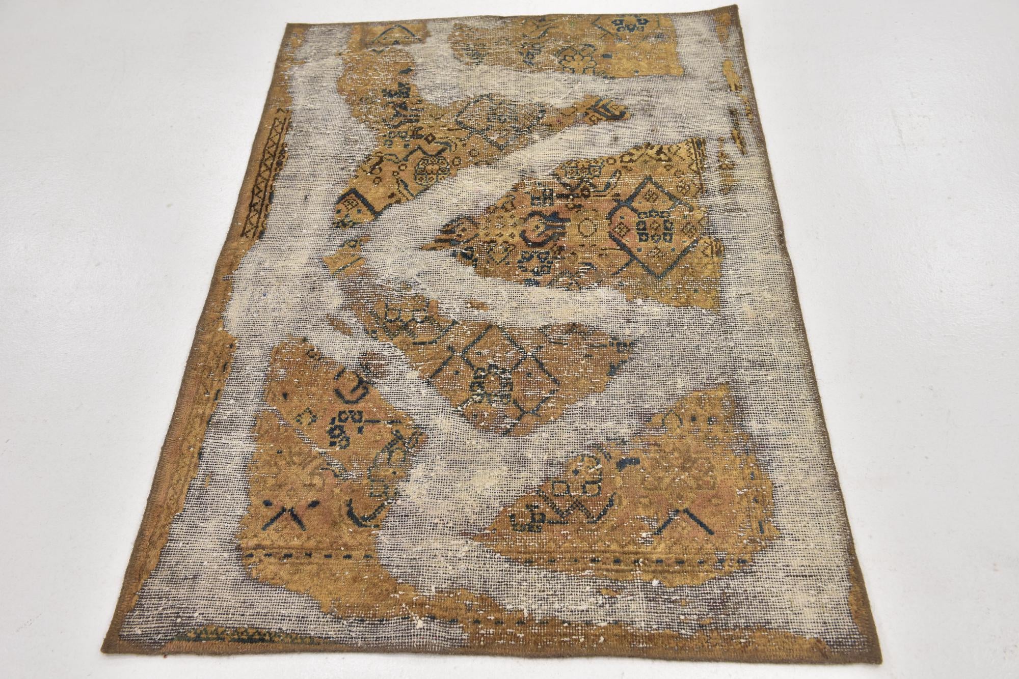 3' 2 x 4' 9 Hand Knotted Ultra Vintage Persian Wool Rug