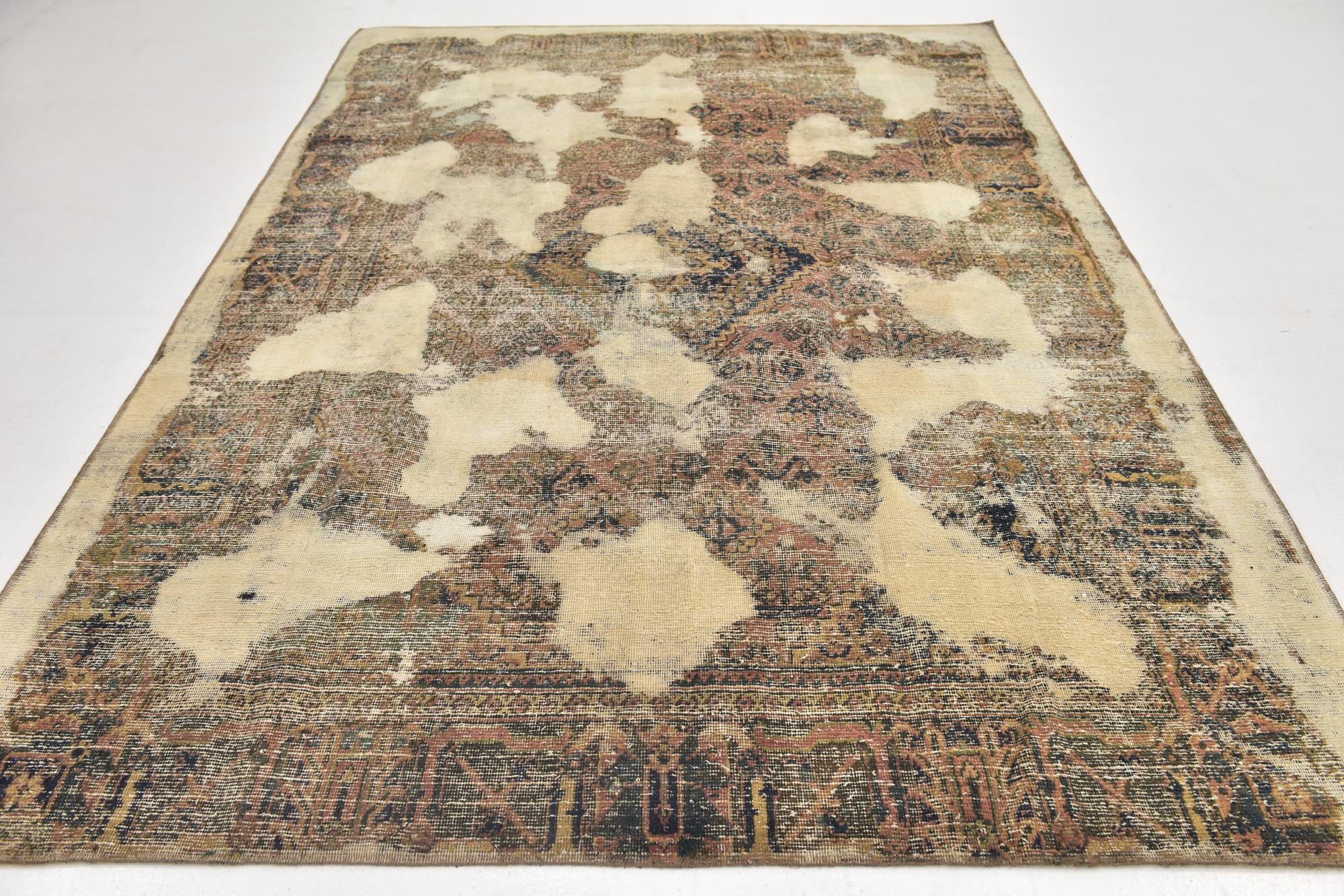 6' 10 x 9' 6 Hand Knotted Ultra Vintage Persian Wool Rug