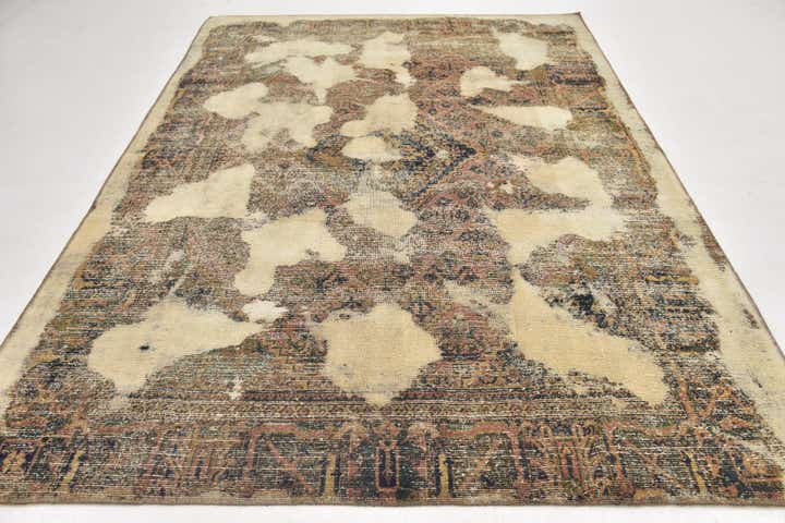 6' 10 x 9' 6 Hand Knotted Ultra Vintage Persian Wool Rug