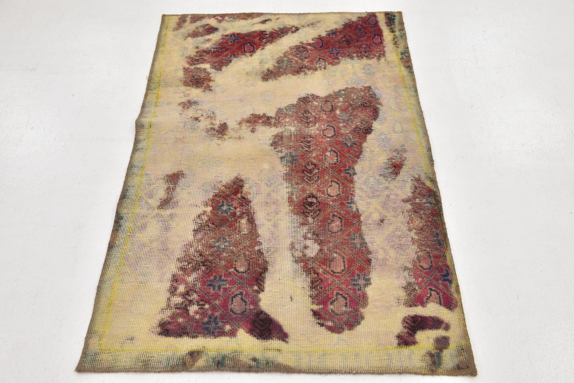 3' x 4' 6 Hand Knotted Ultra Vintage Persian Wool Rug