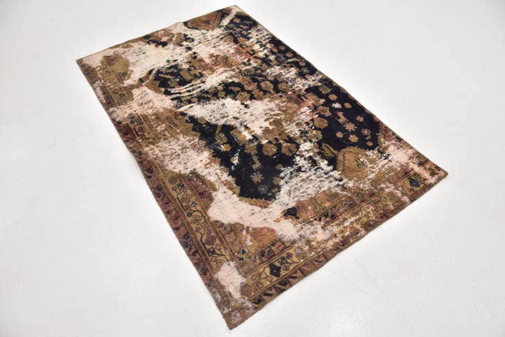 Detail image of 3' 9 x 6' Hand Knotted Ultra Vintage Persian Wool Rug
